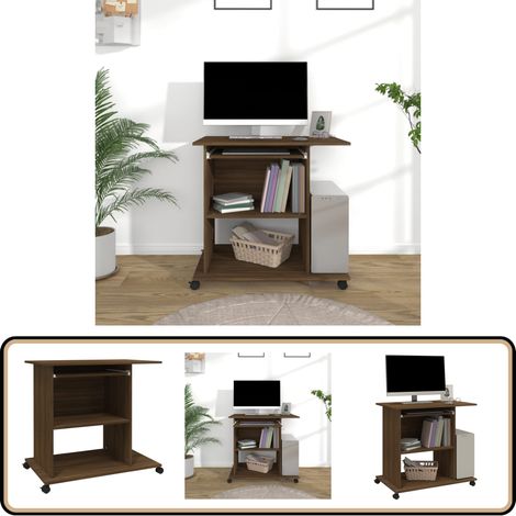 Bureau d'ordinateur Chêne marron 80x50x75 cm Bois d'ingénierie - Bureau Informatique - Bureau Compact - Bureau Design - Bureau Modulaire - Meuble De Bureau