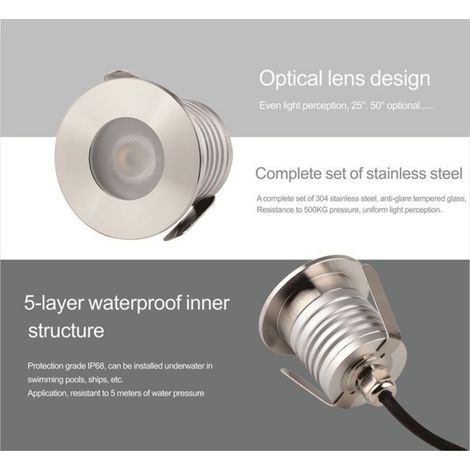 Spot LED encastré extérieur - Nosheir - Étanche IP67 - Éclairage intérieur et extérieur - Idéal pour jardins et piscines (1/4)