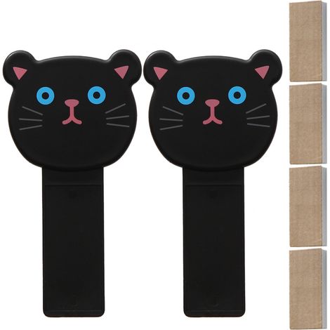 Elevador de asiento de inodoro – Paquete de 2 – Gato negro – Mango para levantar el asiento y la tapa del inodoro, fabricado en PP, fácil instalación con cinta adhesiva de doble cara.
