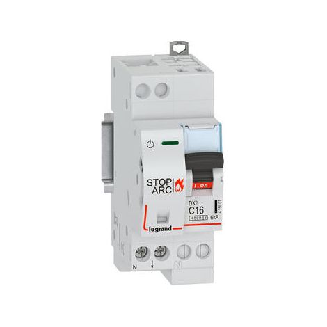 Legrand – Disjoncteur bipolaire 16A 6kA courbe C – Arrivée haute automatique et sortie basse à vis – Protection contre défauts d'arc électrique
