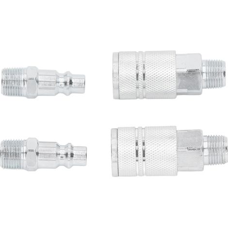 Raccords pour tuyau d'air : 2 connexions externes, 2 bouchons externes, raccords rapides 3/8 pouce NPT pour compresseur d'air industriel (1/5)