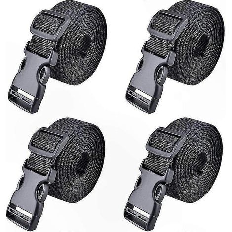 Verstärkte 25-mm-Ratschengurte mit Schnellverschluss zur Gepäcksicherung, 188 cm lang, robuster Kunststoffspanner, schwarz, 4er-Pack (1/5)