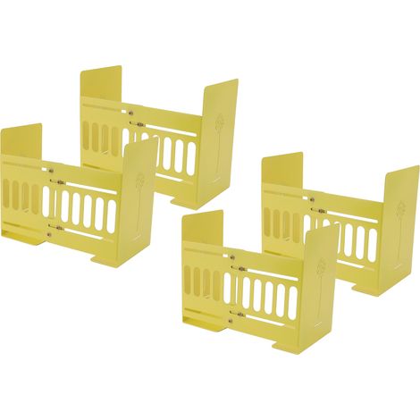 Lot de 4 Serre-livres Rétractables Métal Fin Réglable Flexible Support Robustesse Livres Étagère Jaune (1/5)