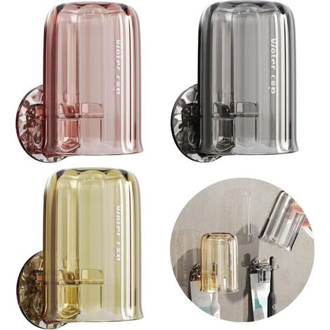 Lntyq Porte Brosse à Dents, Lot de 3 Porte-Brosses à Dents Muraux sans Perçage, Support Brosse a Dent Murale, Multifonction pour Salle de Bain (Rose Sakura, Gris Glacé, Café Automne)