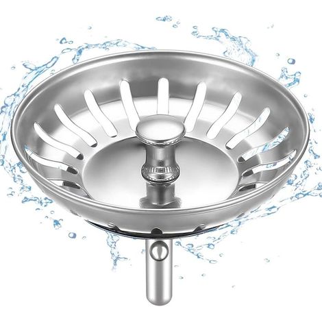 80mm Bouchon d'Evier de Cuisine - épaissi Acier Inoxydable Panier pour Bonde Evier Cuisine - Crépine d'évier Universelle Anti Colmatage avec Attrape Cheveux et Filtre pour éviers de Cuisine (1/5)