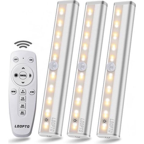Lampe LED sans Fil 3 Packs avec Télécommande - Pour Chambres, Armoires, Vitrines, Aucun Câblage Requis (1/4)