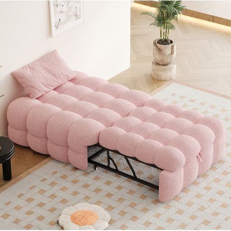 CHICFURN Divano letto 183x76x42 cm in tessuto bouclé rosa per piccoli spazi, senza materasso (1/5)