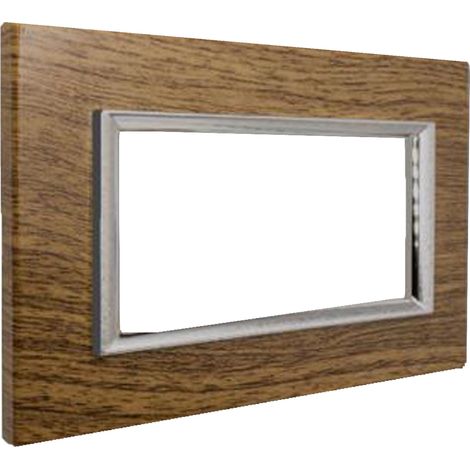 Placca placchetta legno scuro compatibile matix 4 posti copripresa c4804 LTK (1/5)