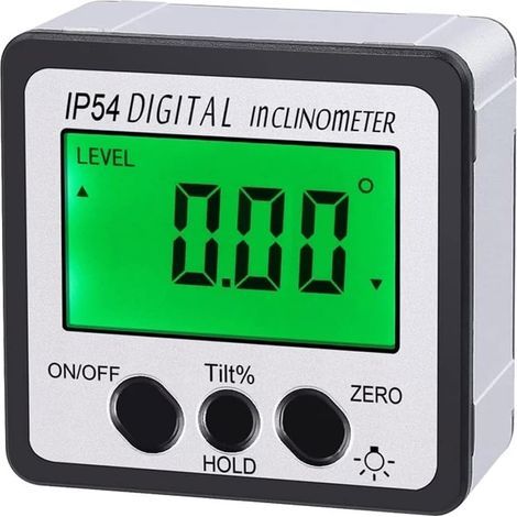 Inclinomètre Numérique Rapporteur de Niveau 4x90 ° Angle de Visée Angle de Rétro-éclairage vert Jauge de Niveau en Biseau de Base Magnétique avec Batterie Tournevis Manuel d'Utilisation (1/5)
