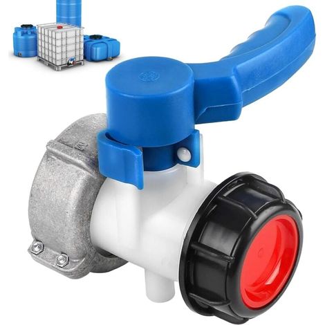 1000-Liter-Tankhahn DN40 (62 mm), Kunststoffventil für 1000-Liter-Wassertank, Tankadapter (auslaufsicher), korrosionsbeständiger Anschluss, Wassertankadapter, Sammler