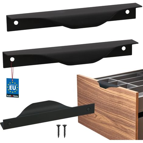 KOTARBAU® Modern Edge Möbelgriffe, Aluminium, Mattschwarz, 128/148 mm, 2er-Set