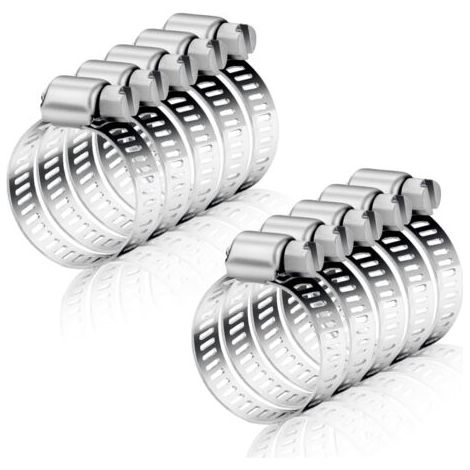 Collier de Serrage Réglables 10 Pièces Collier de Serrage Métallique 16-25mm Collier de Serrage Inox pour Gaine Hotte Tuyau D'échappement Ventilateur (1/4)