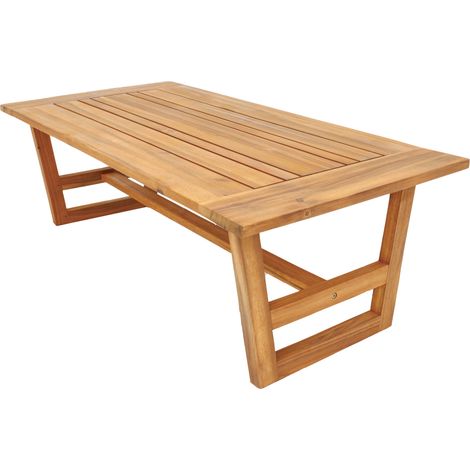 Abrihome Solid Acacia Wood Coffee Table – 120x60x40cm, with Teak Oil Finish, for Garden or Patio