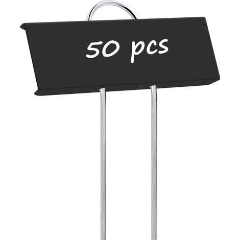 Étiquettes métalliques pour plantes, marqueurs de jardin réutilisables de 28 cm (11 po) pour légumes, herbes aromatiques, fleurs et serre, noires, lot de 50, (1/4)