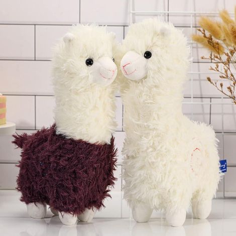2 peluches alpaga, peluche lama de 28 cm, peluche lama rose tendre, peluche alpaga (blanche, violette) (1/5)