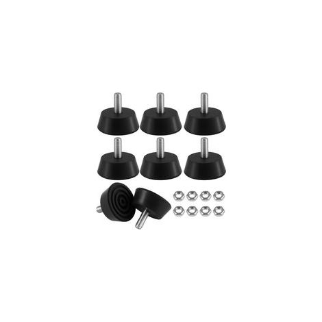 Lot de 8 Pieds de Nivellement Réglable Pieds en Caoutchouc à Visser M6 x 32,3 mm, Filetage Hauteur M6 , Avec 8 écrous, Réduire le Bruit et Les Rayures, pour Meubles, Placard, Chaise, Table, Vit