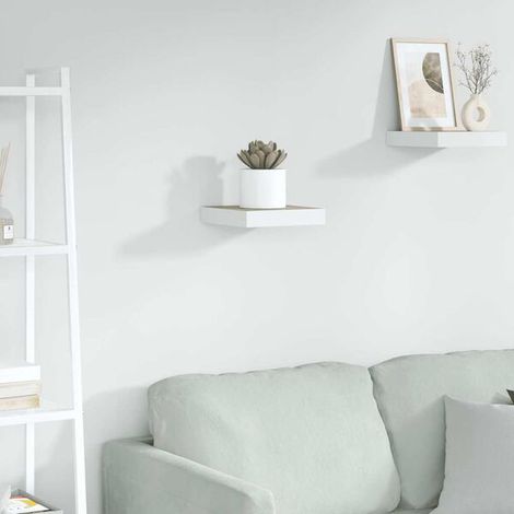 Étagère Murale Flottante en MDF, Chêne et Blanc, 23 x 23,5 x 3,8 cm (1/5)