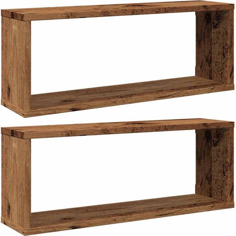 Wall Cube Shelves 2 pcs Old Wood 60x15x23 cm Engineered Wood vidaXL