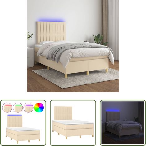 Matratze -  Boxspringbett mit Matratze & LED Creme 120x200 cm Stoff (1/5)