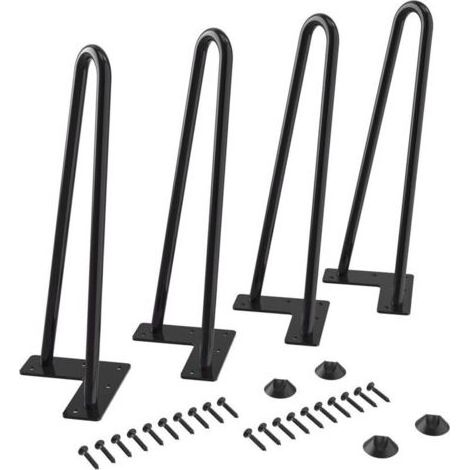 4 pièces pieds de table métalliques bas de 30 cm, pieds en forme d’épingle à cheveux de 10 mm de diamètre, idéaux pour tables, armoires, meubles de cuisine et placards (1/4)