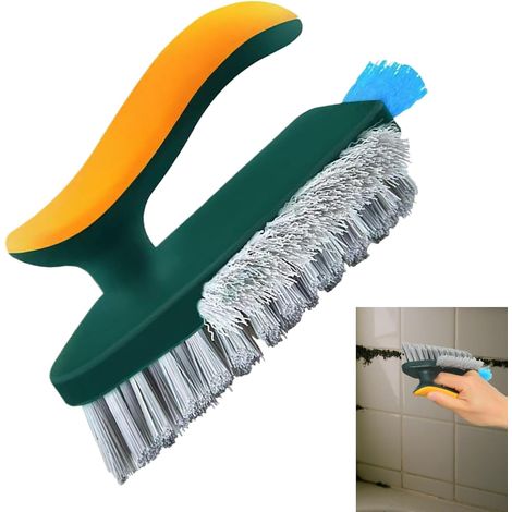 Brosse De Nettoyage À Poils Durs Nettoyeur Et Frotteur Avec Manche Et Poils Raides Pour Nettoyage Interstices pour Salle de Bain Douche Carrelage Cuisine Plancher Évier (1/5)