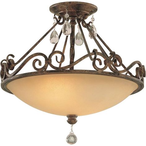 Plafonnage Château E27 40W Steel, verre Bronze Mokka B: 39,2 cm Ø39.2 cm Dimmable (1/5)