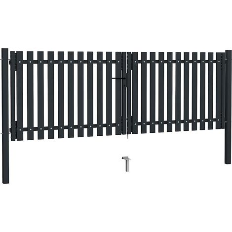 Maison Exclusive - Doppeltür-Gartentor aus Stahl 300 x 125 cm Ant