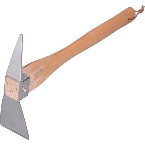 38 cm großes Gartengerät, Handhacke aus Edelstahl mit Holzgriff zum Umpflanzen, Graben, Pflanzen, Bodenlockern, Camping oder Prospektion