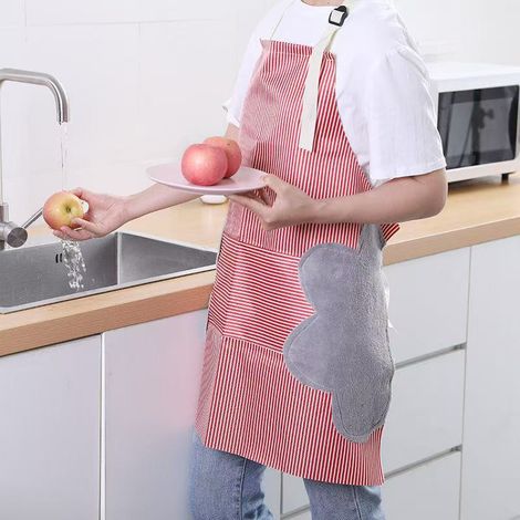 Tablier Ajustable Imprimé en Plastique Résistant à l'Eau, Idéal pour Cuisiner et au Restaurant, pour Femmes, Hommes et Chefs, Bricolage et Extérieur (Rouge) (1/5)