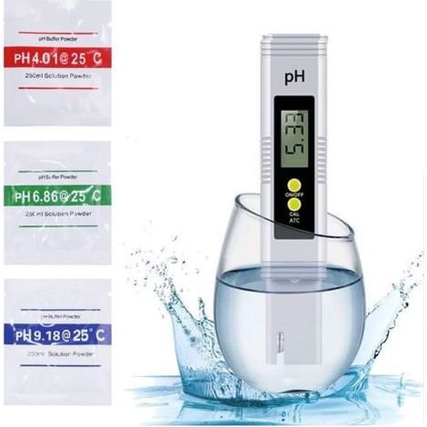 Testeur pH Mètre PH Metre Electronique avec écran LCD Test de pH pour Piscines Testeur Piscine Testeur Spa Plage de Mesure de 0 à 14 pH pour Aquarium, Piscine, Hydroponie B (1/5)