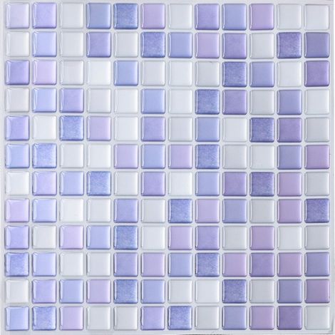Autocollant de carrelage mosaïque 3D, violet, carrelage mural de salle de bain auto-adhésif pour dosseret de cuisine, autocollant carré en vinyle (1/5)