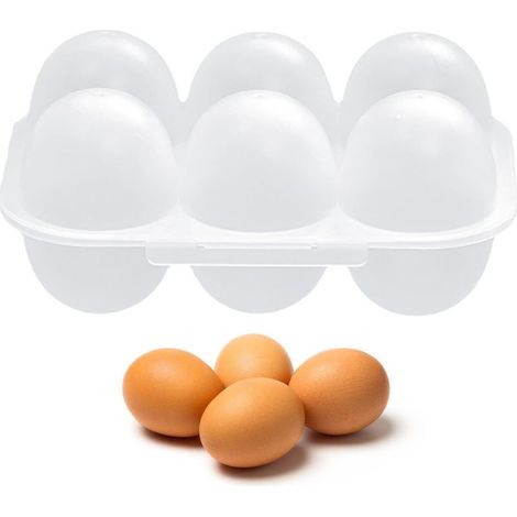 Porte-œufs pour réfrigérateur, boîte à œufs en plastique, boîte de transport, distributeur d'œufs, 6 compartiments, panier à œufs pour réfrigérateur, camping, pique-nique, randonnée, voyage en plein (1/5)