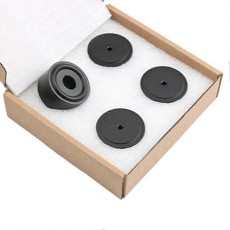 Quatre pieds métalliques de 40 x 20 mm pour lecteurs CD, haut-parleurs, amplificateurs, pieds antidérapants et amortisseurs de chocs, et un trépied noir. (1/5)
