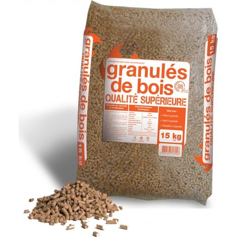 Woodstock – Sac de pellets 15 kg qualité premium – Granulés bois français non traité – Taux d'humidité < 8% – Excellentes performances calorifiques