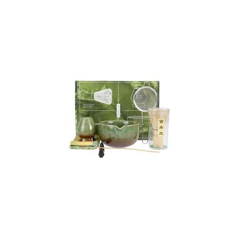 Ensemble matcha japonais, 8 pièces – bol bleu avec bec verseur, céramique artisanale et fouet . (1/5)