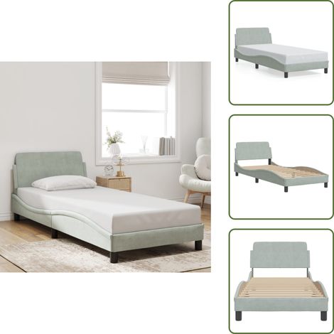 Bettgestell ohne Matratze Hellgrau 90x200 cm Samt - Samtbettwäsche - Doppelbett - Boxspringbett - Lattenrost - Schlafzimmer Dekoration (1/5)