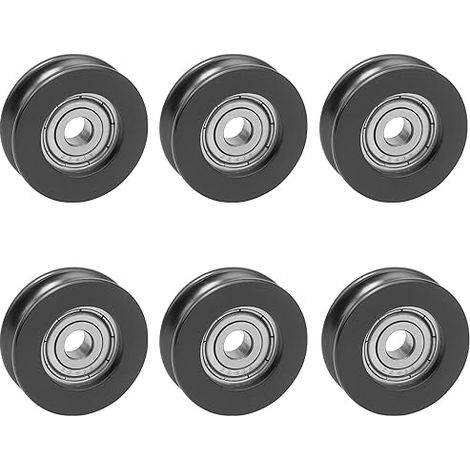 galets à roulement à billes gorge en U 696ZZ, roue guide 5×24×9 mm (Ø int. 6 mm), poulie revêtue plastique, faible bruit, pour portes coulissantes verre/alu, tiroirs, douches, rails (1/5)