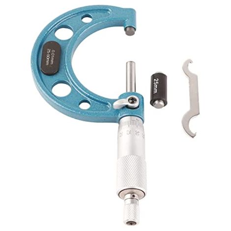 Micromètre extérieur Outil de mesure d'épaisseur de haute précision en acier inoxydable avec clé Instrument de précision de 0,01 mm pour ateliers de machines Utilisation (25-50mm) (1/5)