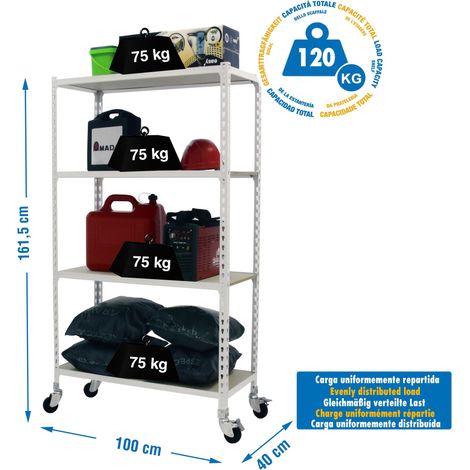 simonrack Moderne mobile Metallregal 4 Ablagen