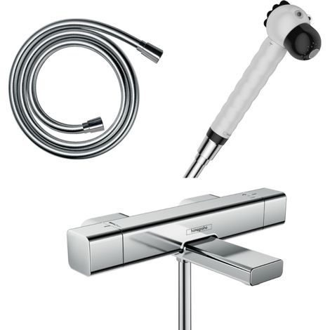 Mezclador baño ducha Ecostat E HANSGROHE + rociador Jocolino cebra + flexo Isiflex 160 cm (1/3)