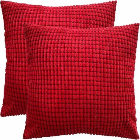 QORVA-Housse de coussin en velours côtelé 2 pièces (rouge, 4545 cm)-Fei Yu