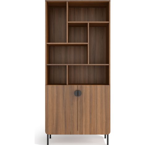 Herdasa, Estantería multifunción TOKYO de melamina, 8 compartimentos, diseño moderno, 178x80x31cm - nogal (1/5)