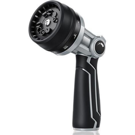 Garden Hose Nozzle All Metal Garden Hose Nozzle Heavy Duty Water Hose Sprinkler with 10 Adjustable Patterns and High Flow Rate Thumb Flow Control Ideal for Watering (1/5)