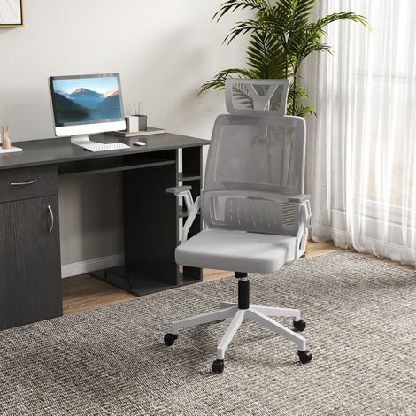 chaise bureau ergonomique dossier haut mesh gris réglable OKMYHOME (1/4)