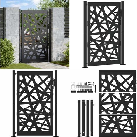 vidaXL Portail de jardin noir 105x155 cm acier conception de lumière