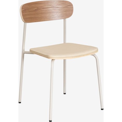 SKLUM Stapelbarer Esszimmerstuhl aus Eisen und Holz Wilpier Beige Tapioca                                  