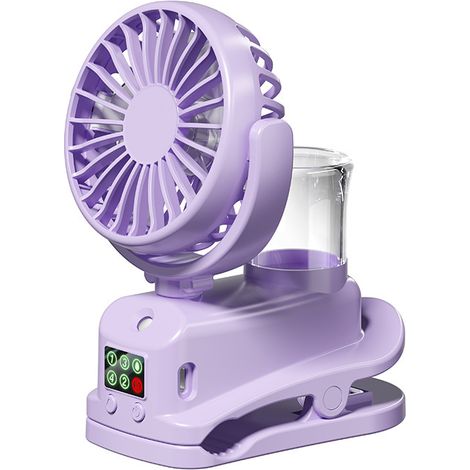 Ventilateur Brumisateur à Pince avec Écran LED, Mini Ventilateur Portable Rechargeable, Ventilateur Portable à 4 Vitesse, USB Ventilo Portable, Voyage Accessoires pour Extérieur Bureau Camping