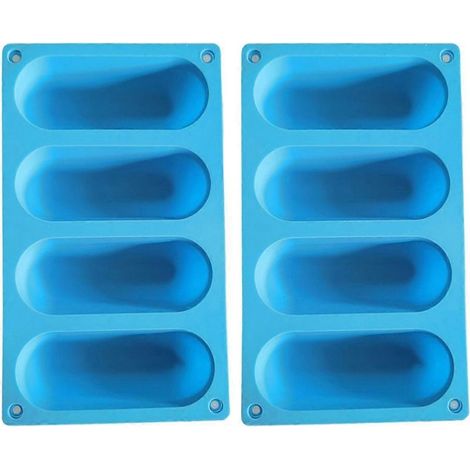 2 moules à pain à hot-dog en silicone, moules à saucisses, moules à pain-22.10X13.10X3.80CM-Blue (1/3)