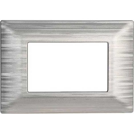 Plaque compatibles Vimar Plana 3 modules plastique couleur argent satiné Ettroit EV85315