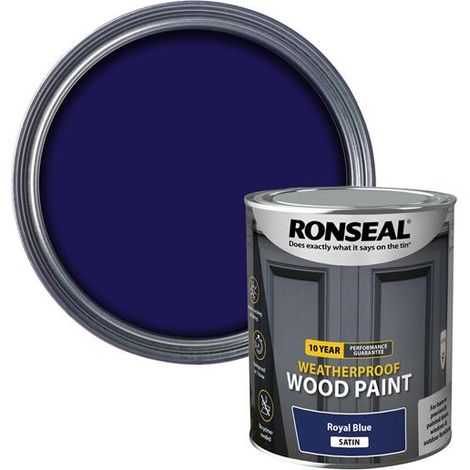 Ronseal 39397 10 Year Weatherproof Wood Paint Royal Blue Satin 750ml RSL39397